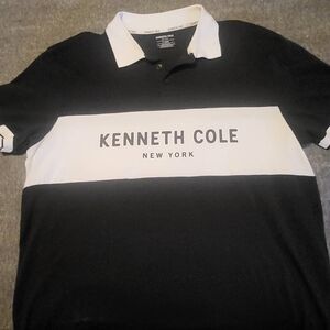 Kenneth Cole Black and White Men's Polo Shirt